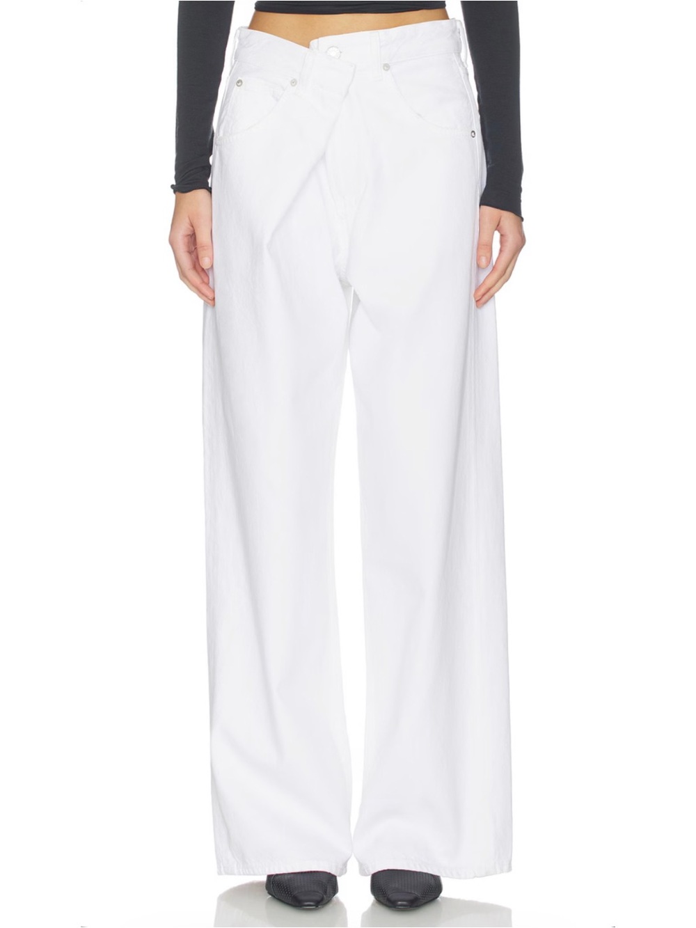 Agolde Vana Fold Jeans White Milkshake Wide Leg Slouchy 27 Minimalist Grunge Y2K
